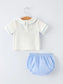 Blue Gingham & Crosses Diaper Set