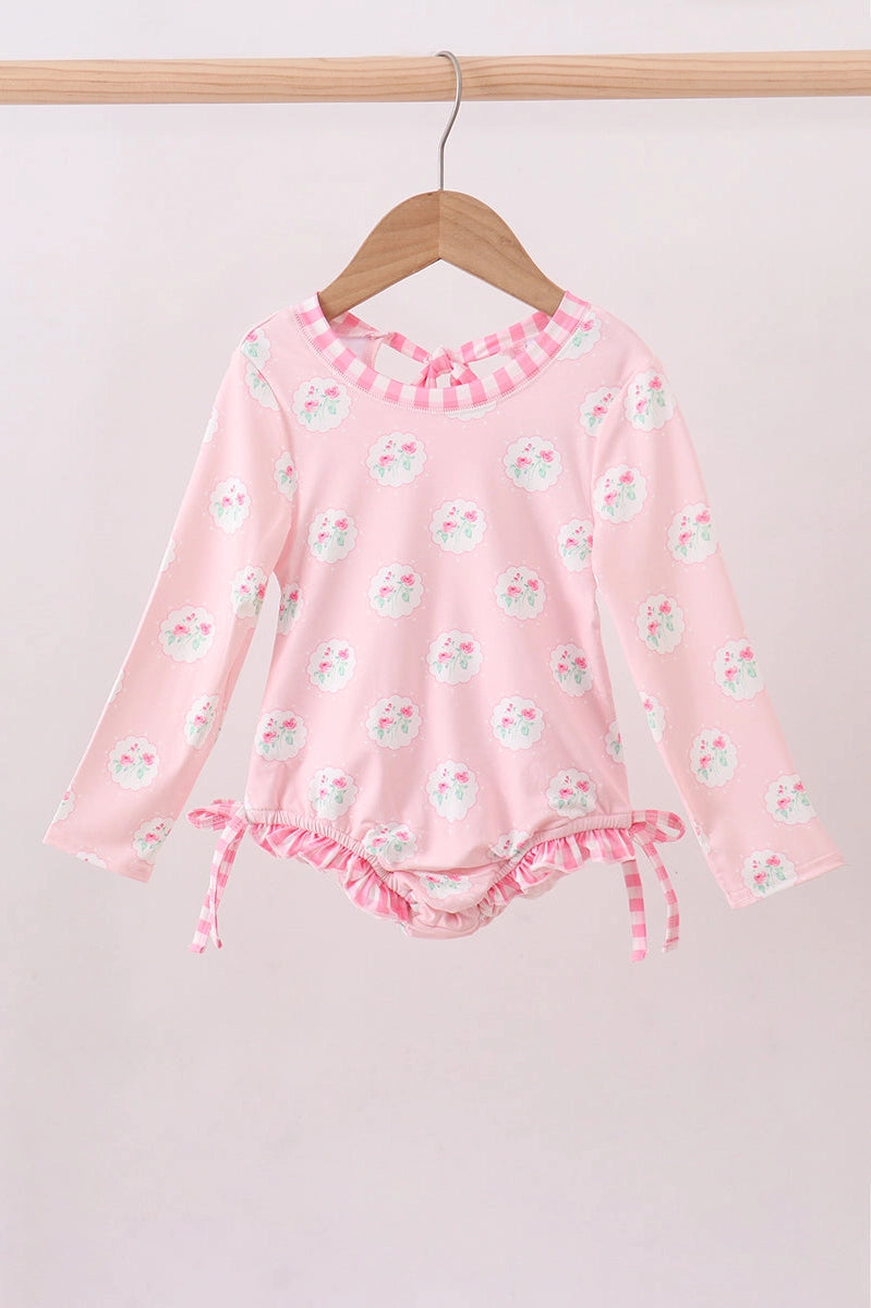 Pink Floral Rashguard Swim 4t