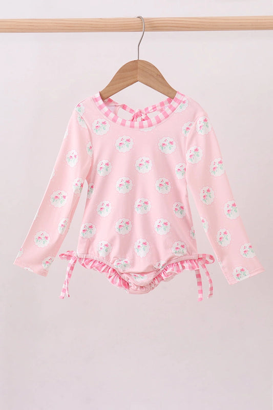 Pink Floral Rashguard Swim 4t