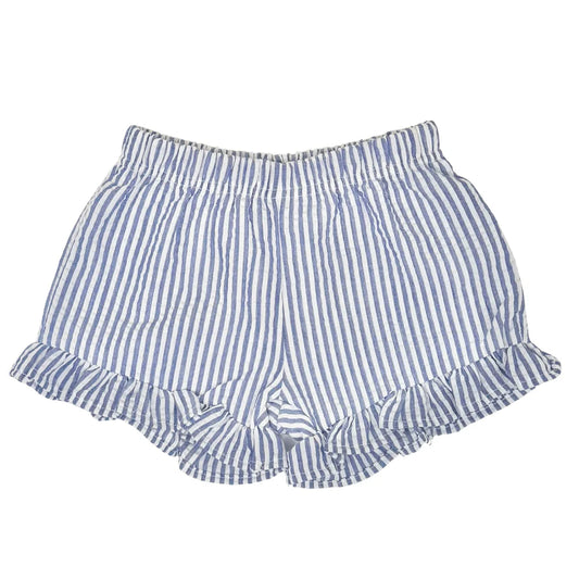 Ruffled Seersucker Shortie Shorts - Navy