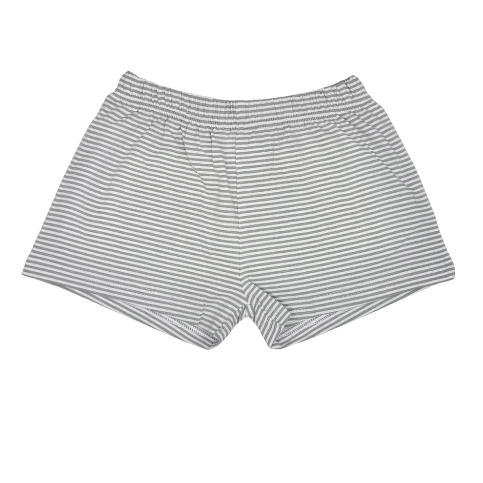 Boys Knit Stripe Shorty Shorts - Grey