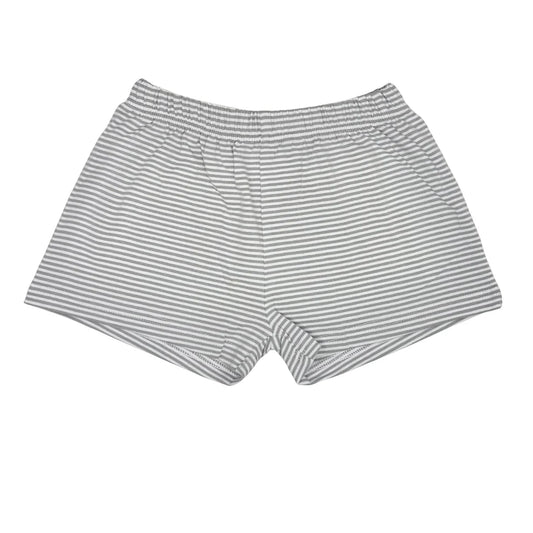 Boys Knit Stripe Shorty Shorts - Grey