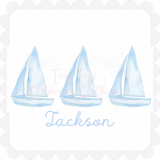 Blue Watercolor Sailboats