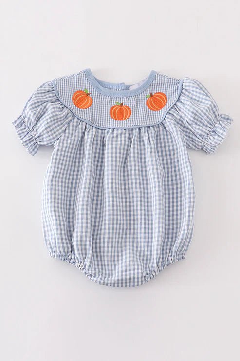 Blue Gingham Pumpkin - Girls Bubble