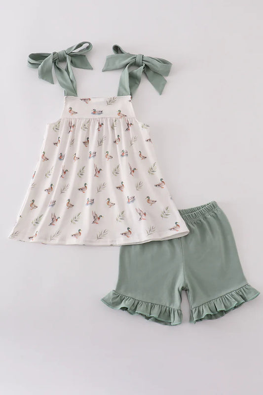 Green duck print set 5t