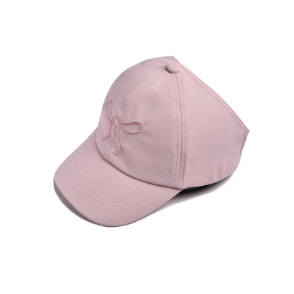 Girls Summer Bow Embroidered Outdoor Solid Baseball Cap