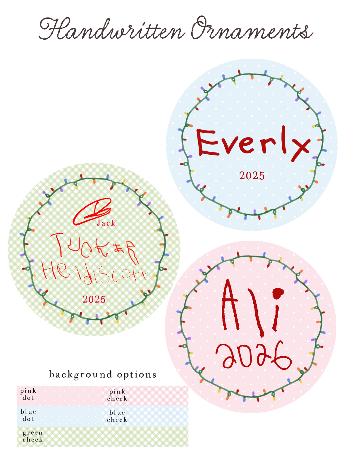 Handwritten Christmas Ornaments