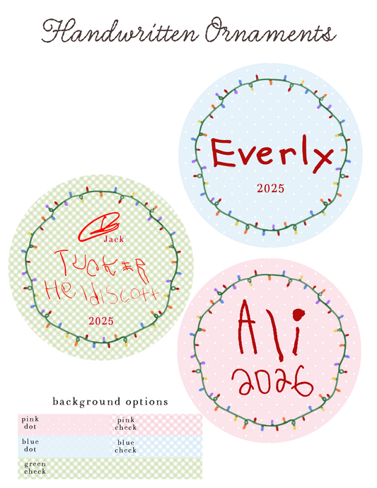 Handwritten Christmas Ornaments