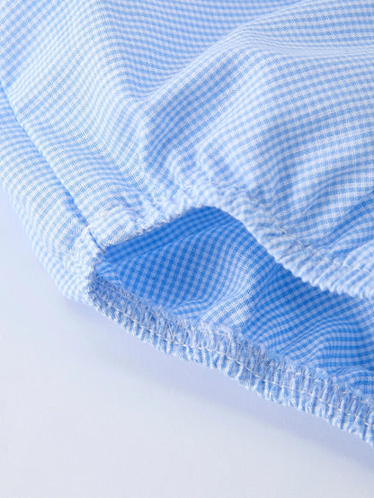 Blue Gingham & Crosses Diaper Set