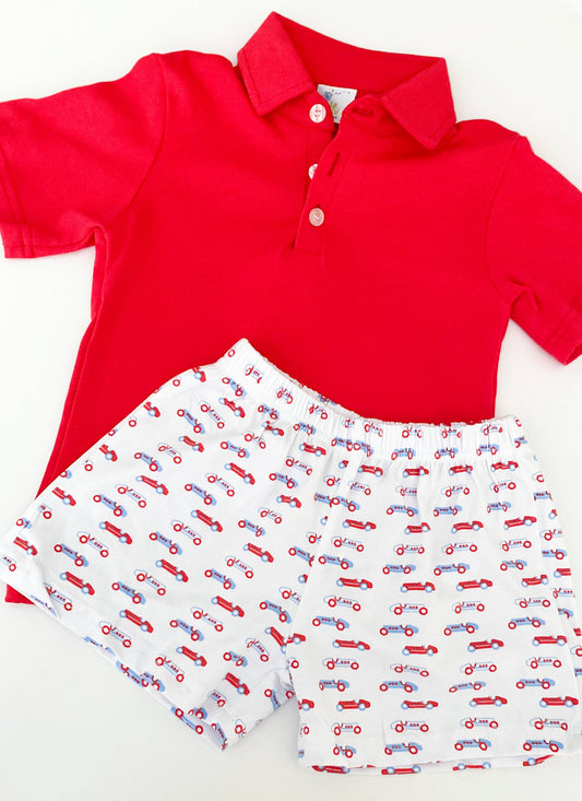 4th of July Vintage Car Polo Short Set