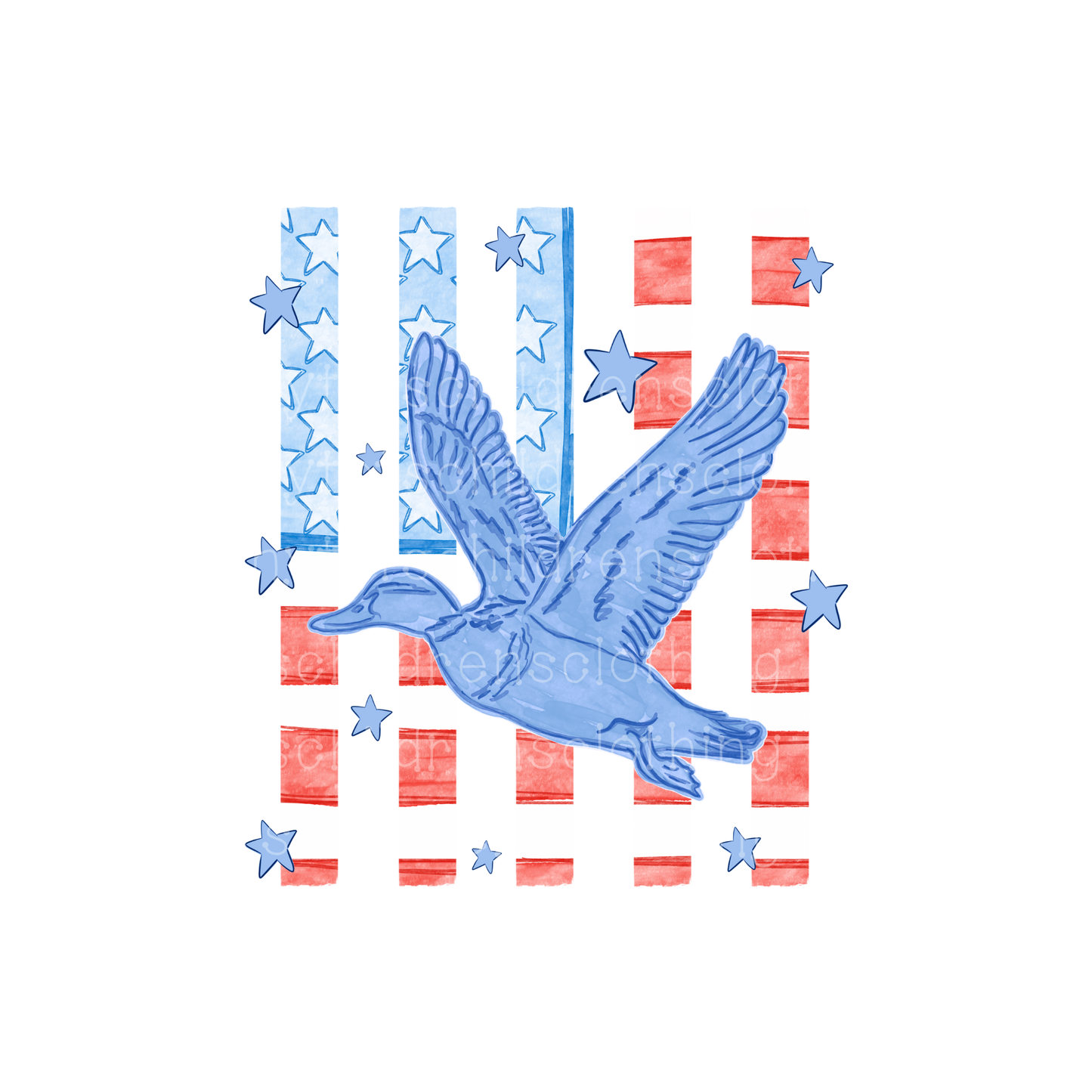 Watercolor Flag & Duck