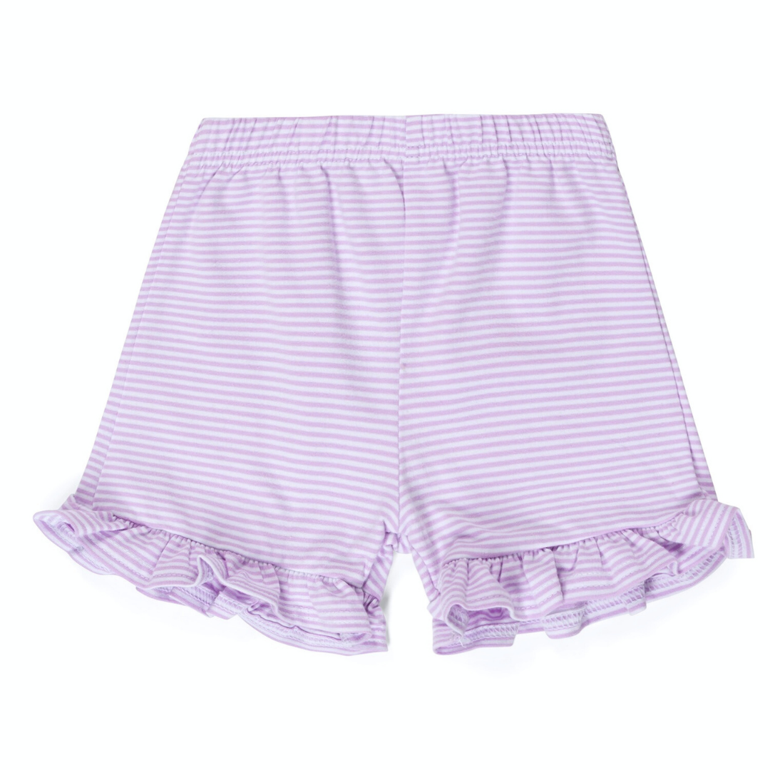Knit Stripe Ruffle Shorts - Lavender