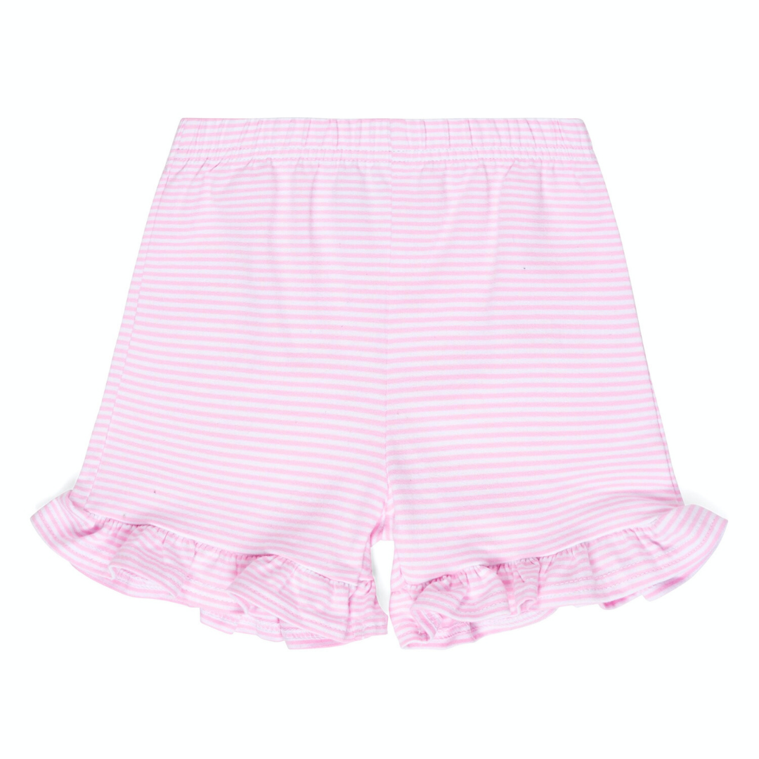 Knit Stripe Ruffle Shorts - Pink