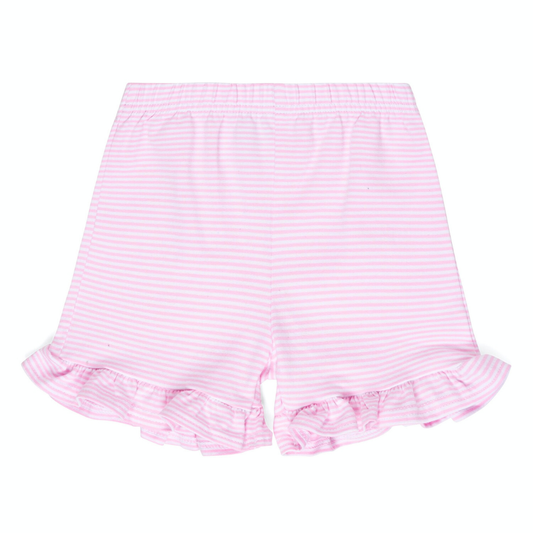 Knit Stripe Ruffle Shorts - Pink